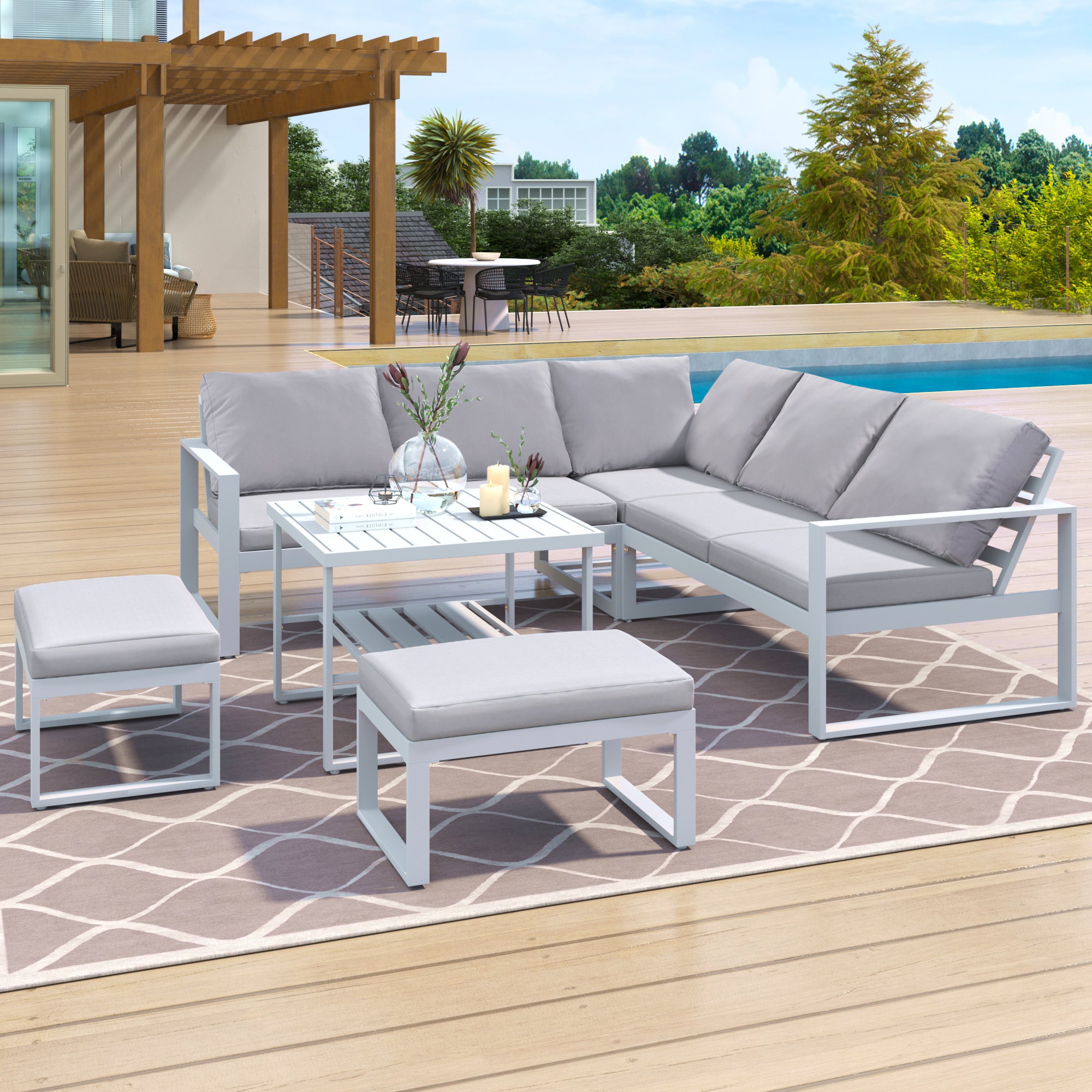 SteelCraft Outdoor Seating Set with Table
