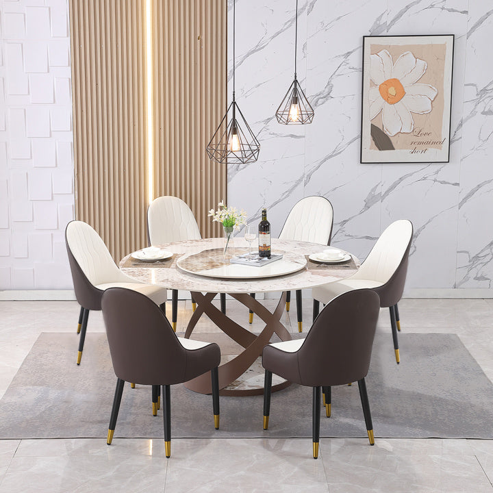 luxury round dining table set with 6 chair